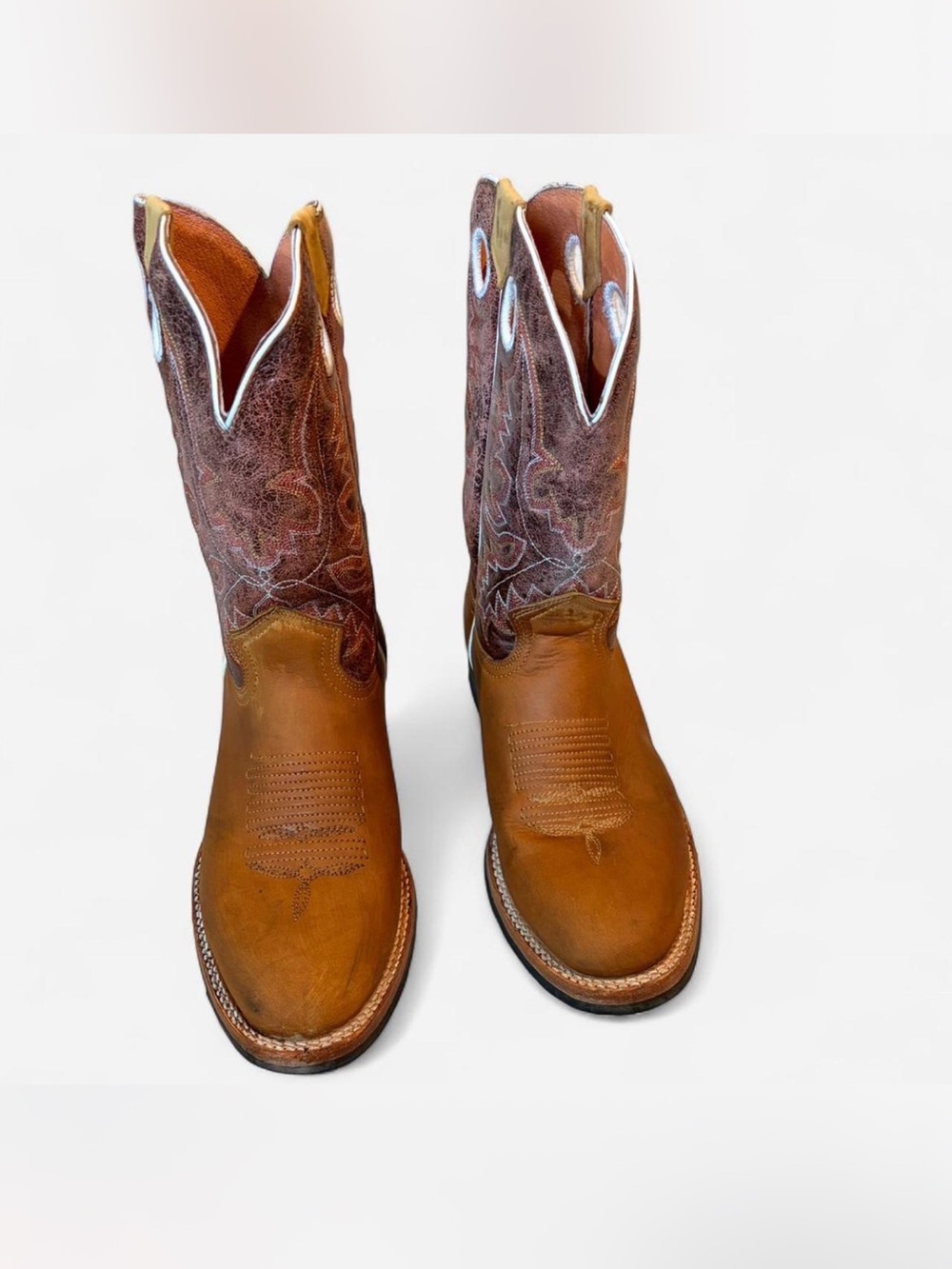 Women's Tan Leather Embroidered Bonanza Shaft Heeled Boots